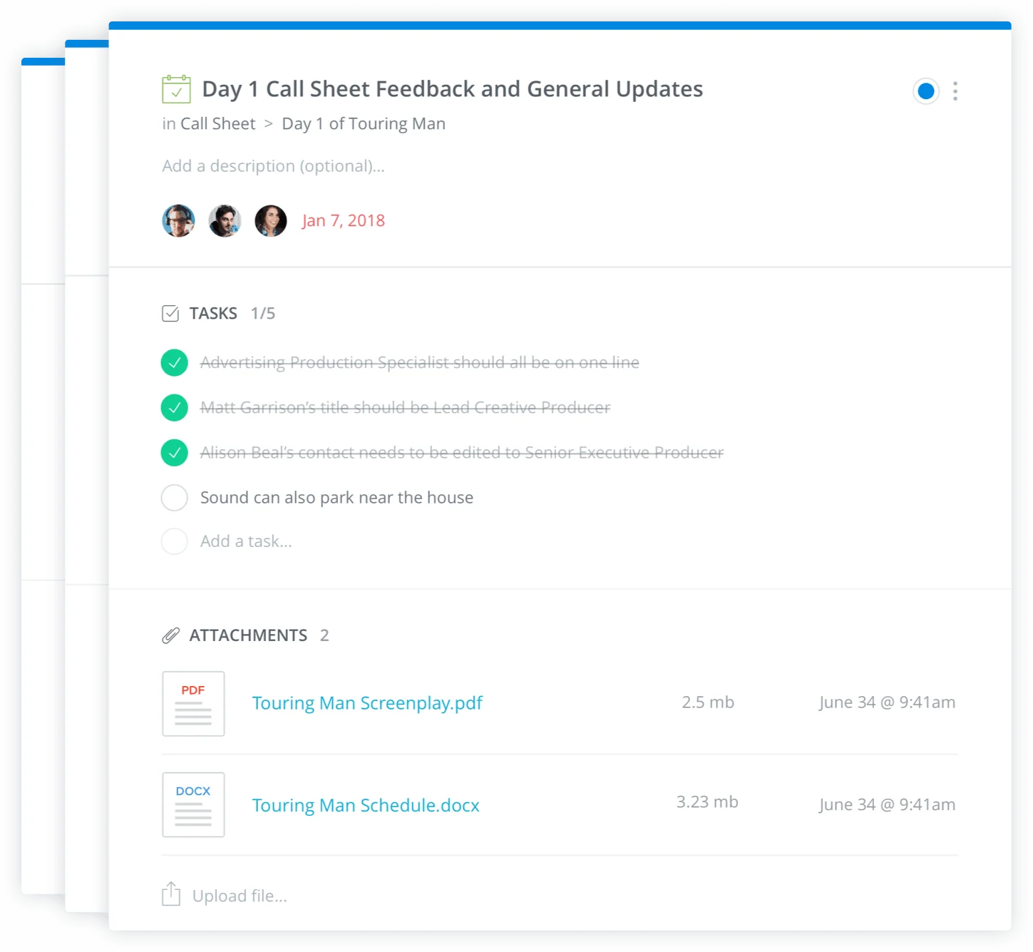 Tasks and Todo Cards for Project Management Film - StudioBinder Film, TV & Video Production Project Management Software