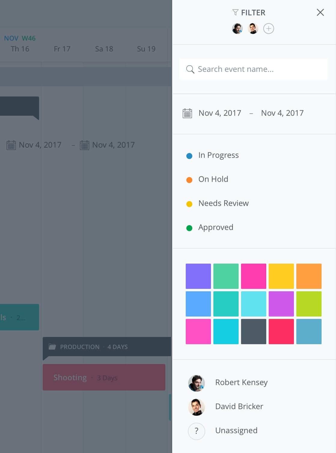 Film Production Calendar - Filters - StudioBinder