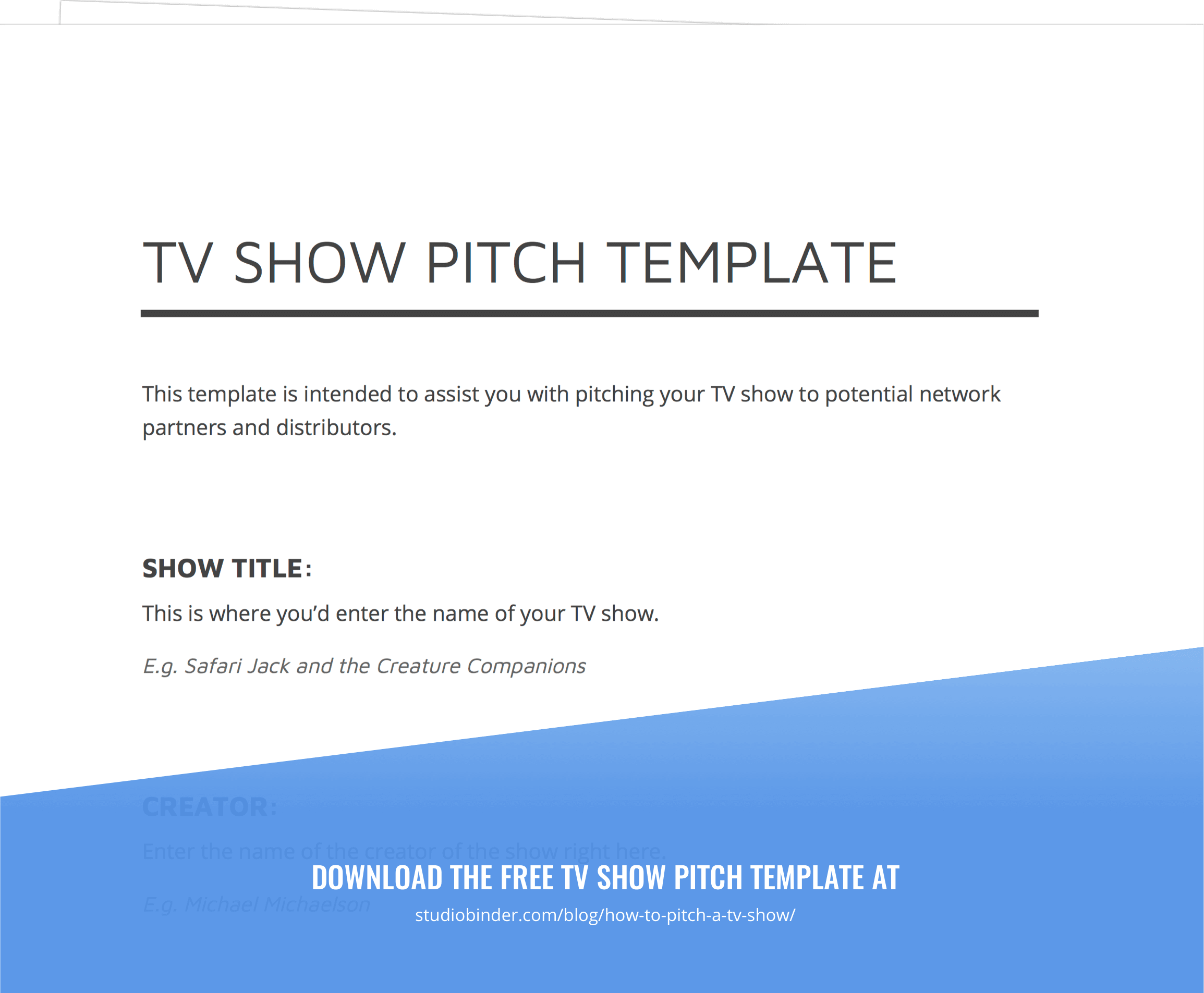 How To Pitch A TV Show And Develop TV Show Ideas with Template 